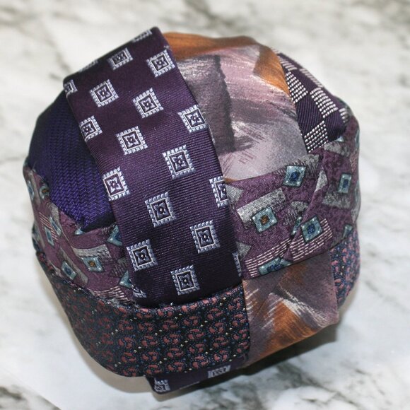 HAND CRAFTED Purple Pumpkin Fall Holiday Upcycled Neck Ties Silk Stuffed Decor - Picture 4 of 10